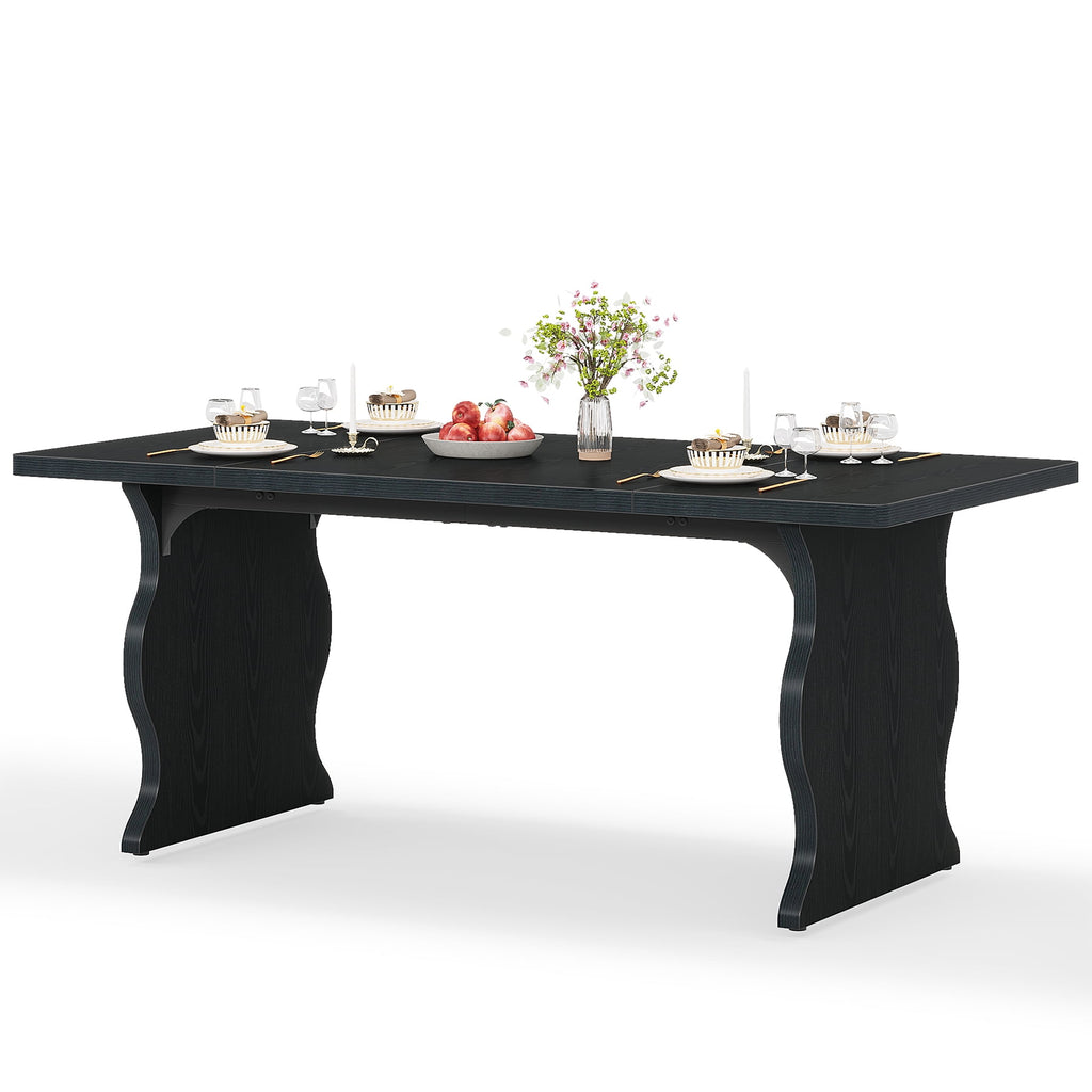Fnova 63'' Rectangular Dining Table for 4-6 People, Farmhouse Dinner Table, for Dining Room, Kitchen, Office & Conference Use