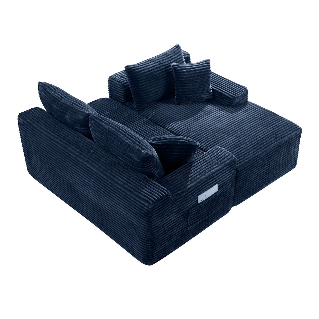 LLappuil 108 Sectional Sofa, Modular Sectional Couch with Left Chaise, Deep Seat Corduroy Cloud Sofa for Living Room Black