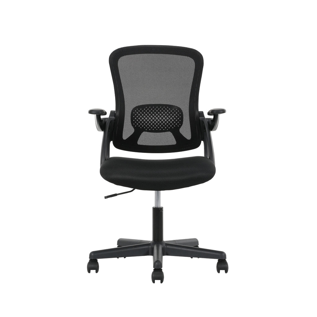 (3 pack) Mainstays Ergonomic Mesh Back Office Chair with Flip Up Arms for Adults, Black Fabric, 275lb