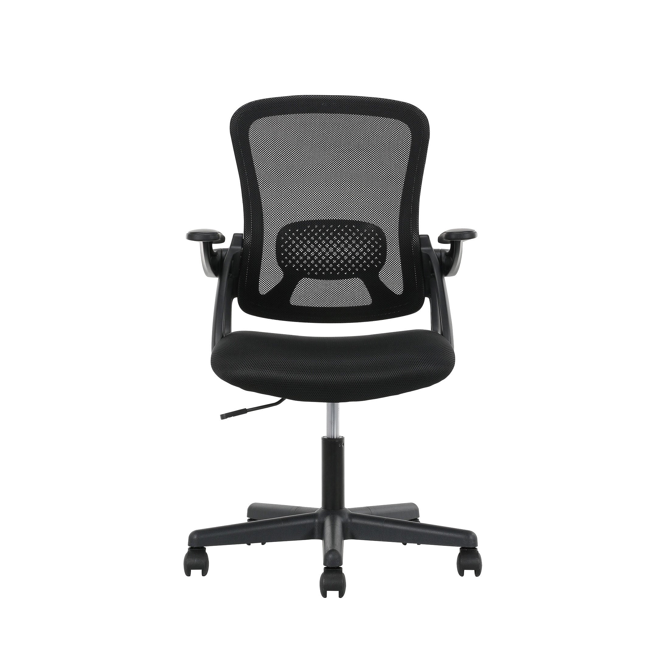 (3 pack) Mainstays Ergonomic Mesh Back Office Chair with Flip Up Arms for Adults, Black Fabric, 275lb