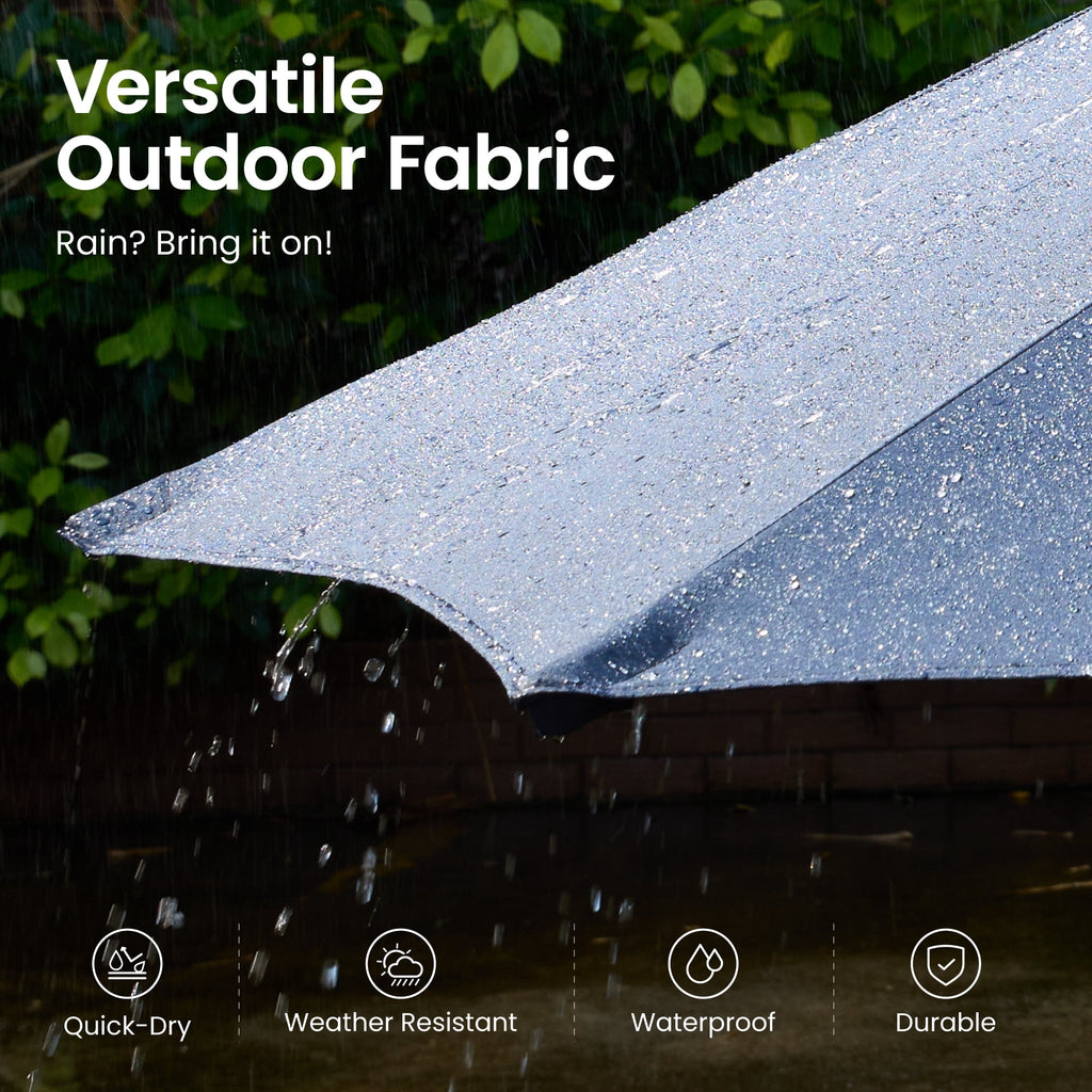Ovios 15ft Solar LED Patio Umbrellas Double-Sided Outdoor Umbrella 36 LED Lights Large Poolside Umbrella with Base for Outside, Market, Backyard, Dark Grey