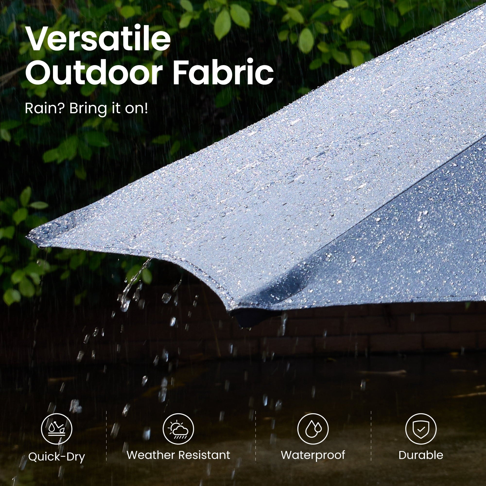 Ovios 15ft Solar LED Patio Umbrellas Double-Sided Outdoor Umbrella 36 LED Lights Large Poolside Umbrella with Base for Outside, Market, Backyard, Dark Grey