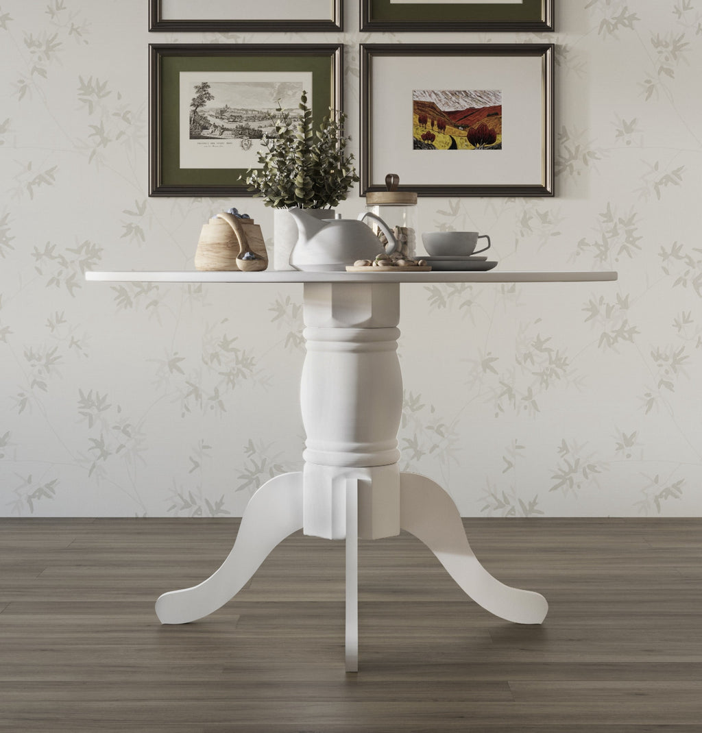 Home Design Olivia Dining Table with Round Pedestal Top, Mid-Century Modern Style, Easy Assembly, Black