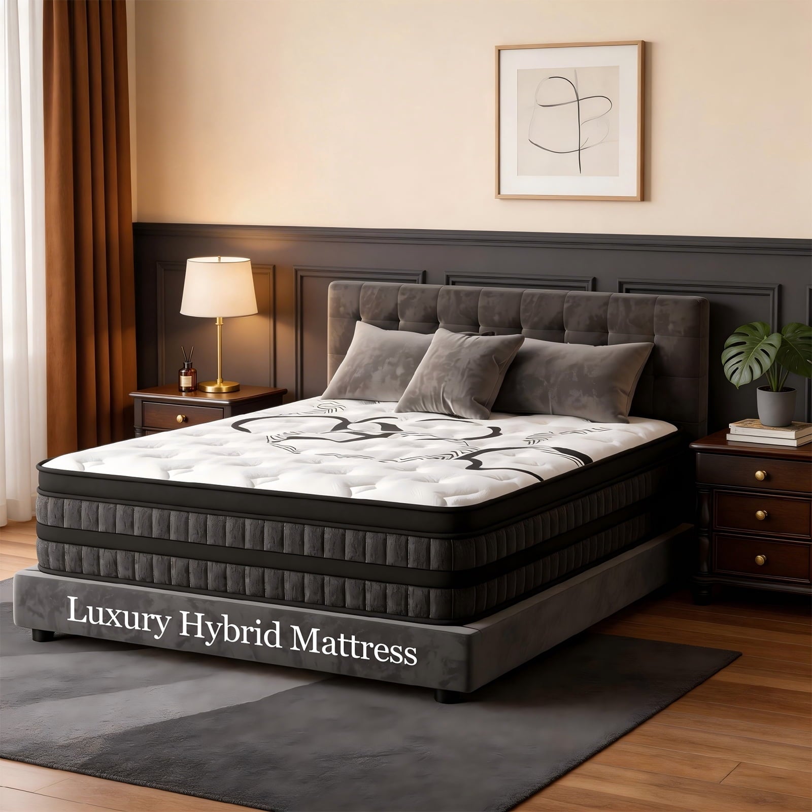 NightyNight Firm Queen Mattress 12 Inch Hybrid Mattress Queen Size Bed in a Box for Back Pain Relief and Cool Sleep with Gel Foam, OEKO-TEX STANDARD 100 and CertiPUR-US Certified