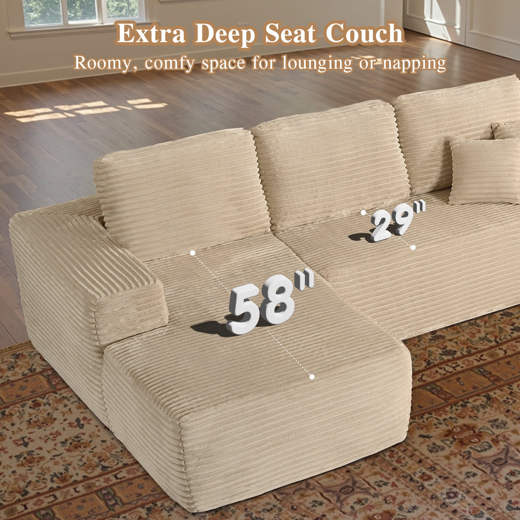 Ovios 106 Cloud Sofa Couch No Assembly Boneless Deep Seat Sofa for Living Room, Black (Corduroy)