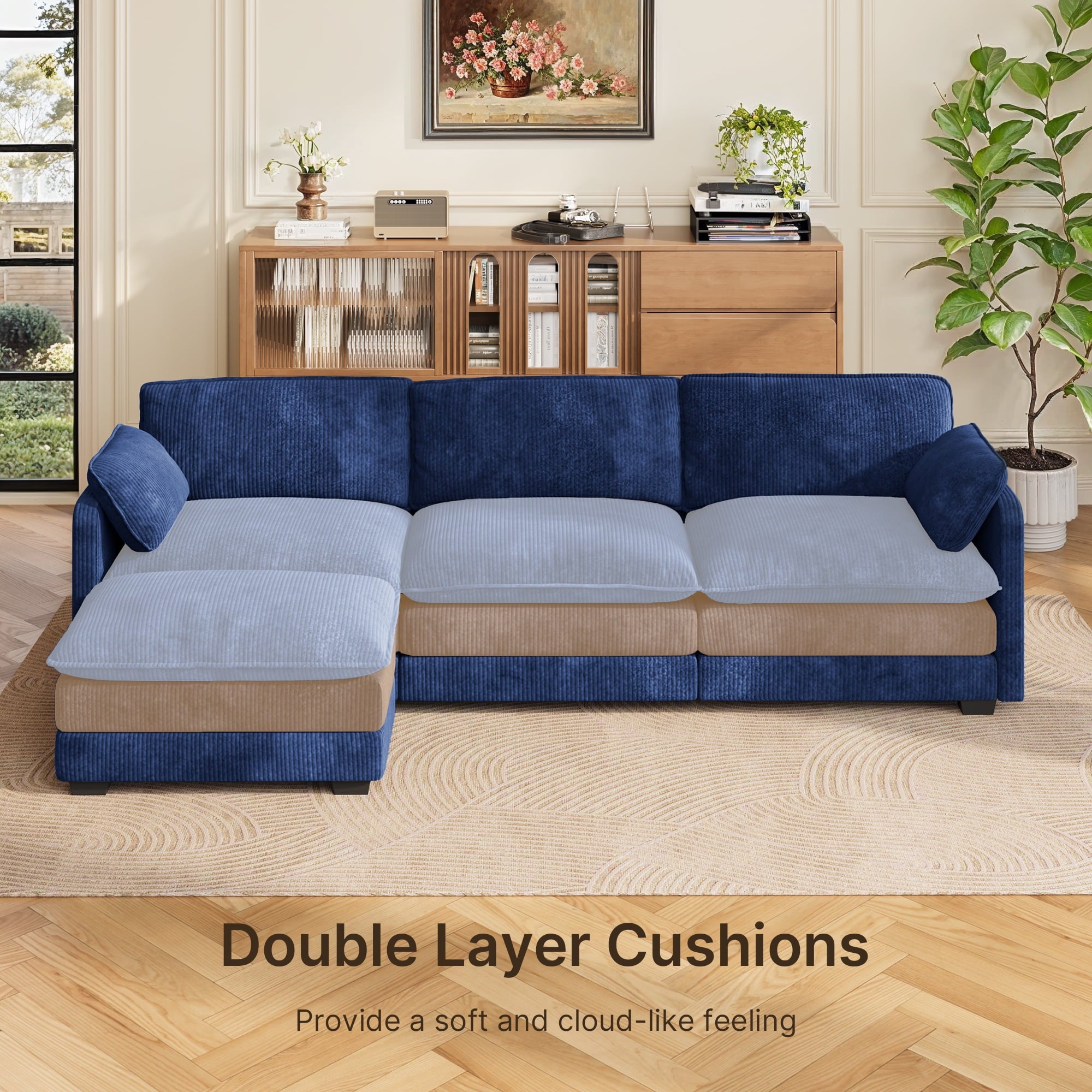Asofer 31 Cloud Accent Sofa With Washable Cover, Single Corduroy Chair with Deep Seat Upholstered Cushion for Apartment,Dark gray