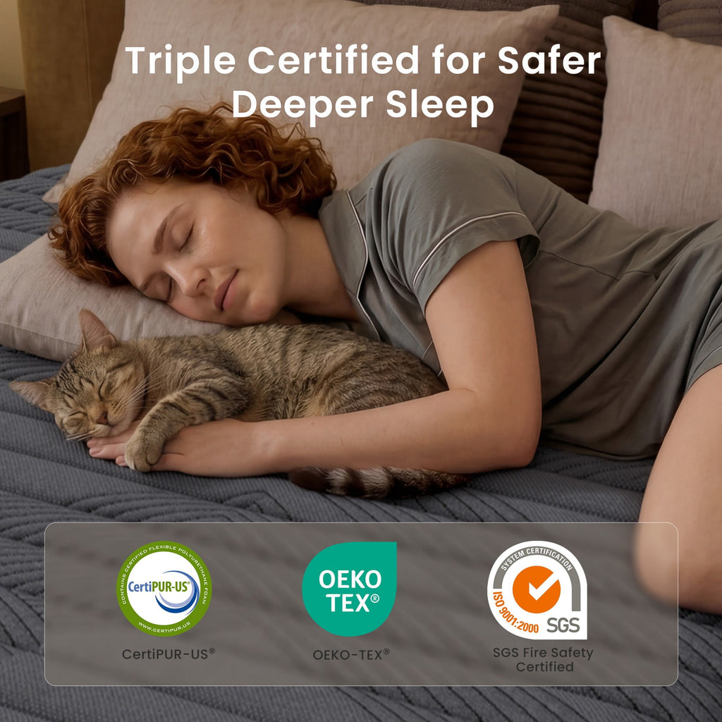 POSMOND Queen Mattress 10 inch Hybrid Mattress in a Box with Pocket Spring & Memory Foam, Medium Firm Mattresses for Back & Stomach Sleepers, CertiPUR-US Certified