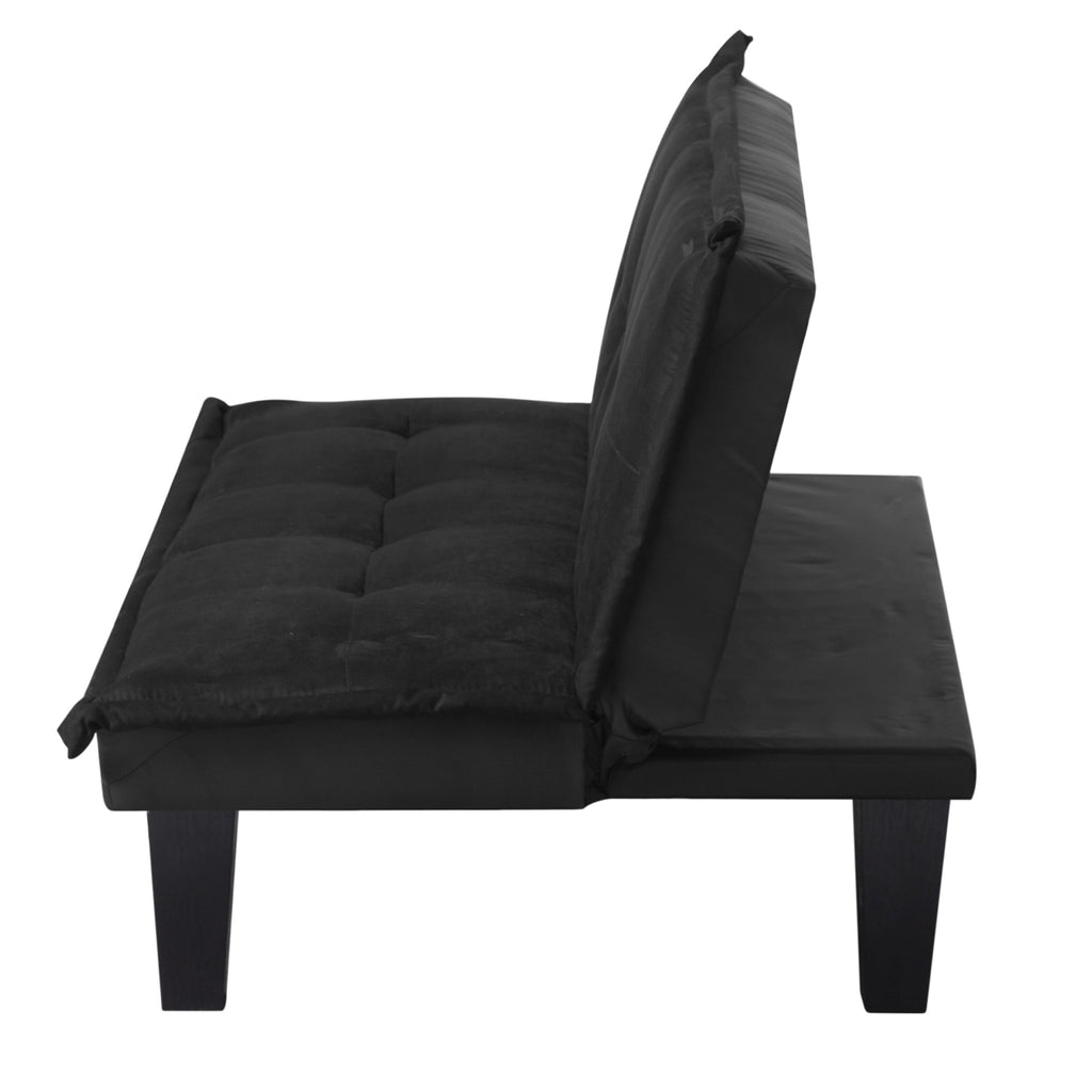 Modern Faux Suede Convertible Futon Sofa Bed,Upholstered Futon Couch with 3 Adjustable Backrest Angles,Suitable for Apartment,Living Room,Small Space,Black