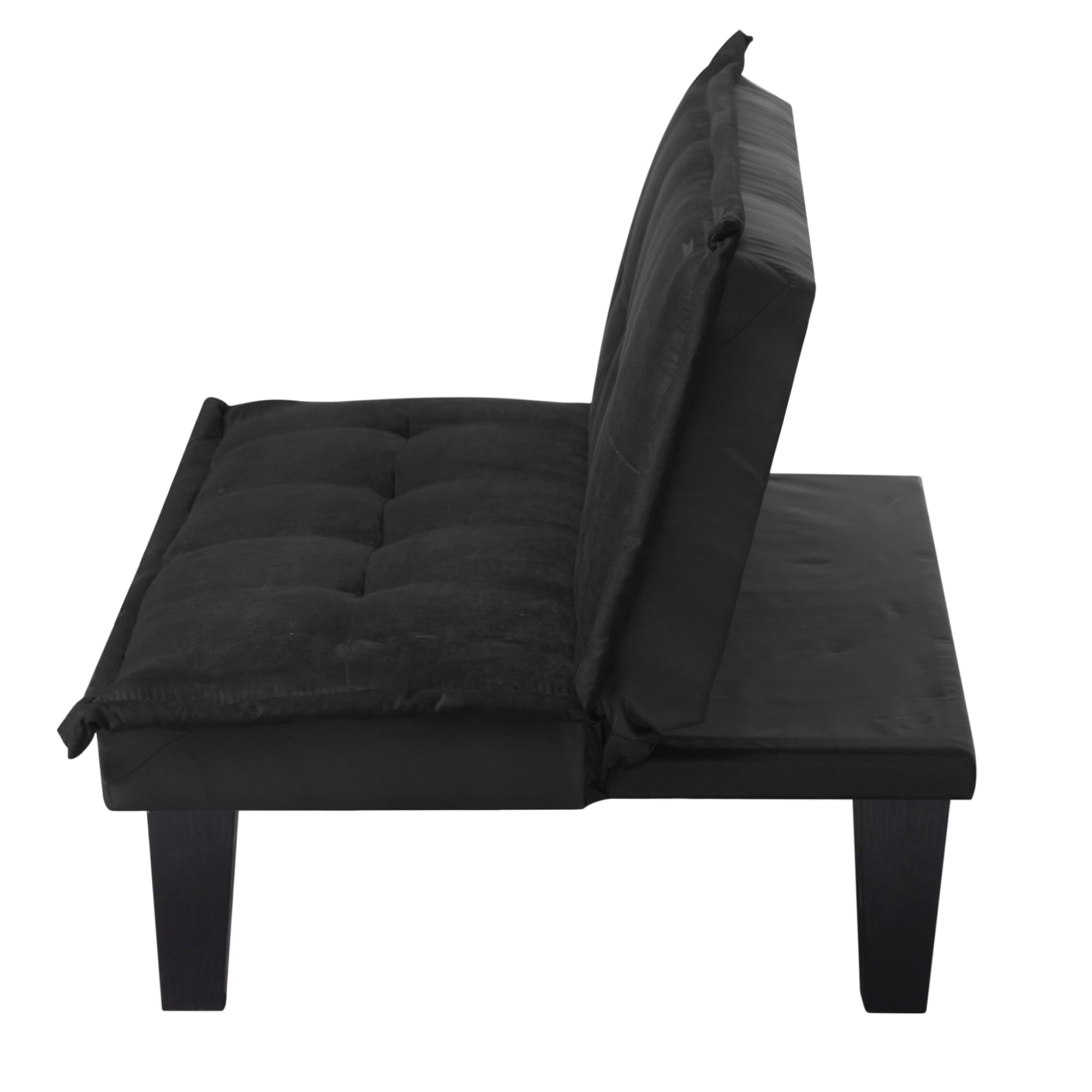 Modern Faux Suede Convertible Futon Sofa Bed,Upholstered Futon Couch with 3 Adjustable Backrest Angles,Suitable for Apartment,Living Room,Small Space,Black