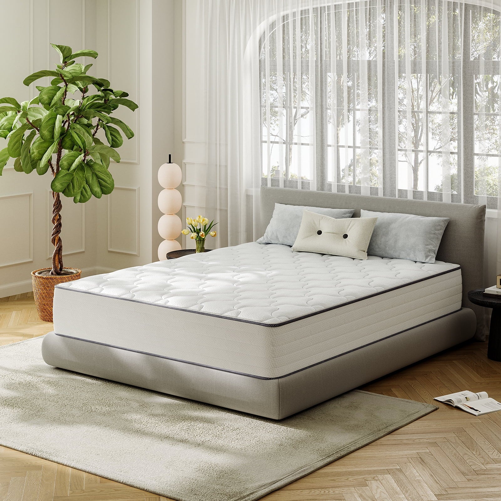 Babo Care 12 Inch Queen Mattress, Euro Top Hybrid Mattress, Medium Feel, Pocket Coils, Motion Isolation