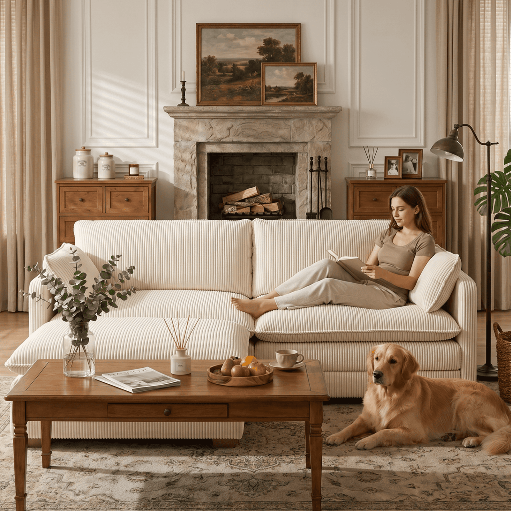 75’’ Cloud Couches for Living Room, Noelse L Shaped Modular Sofa with Deep Seats, 2 Seater Love Seat Couch with Removable Washable Corduroy Fabric for Living Room Bedroom and Apartment, Gray