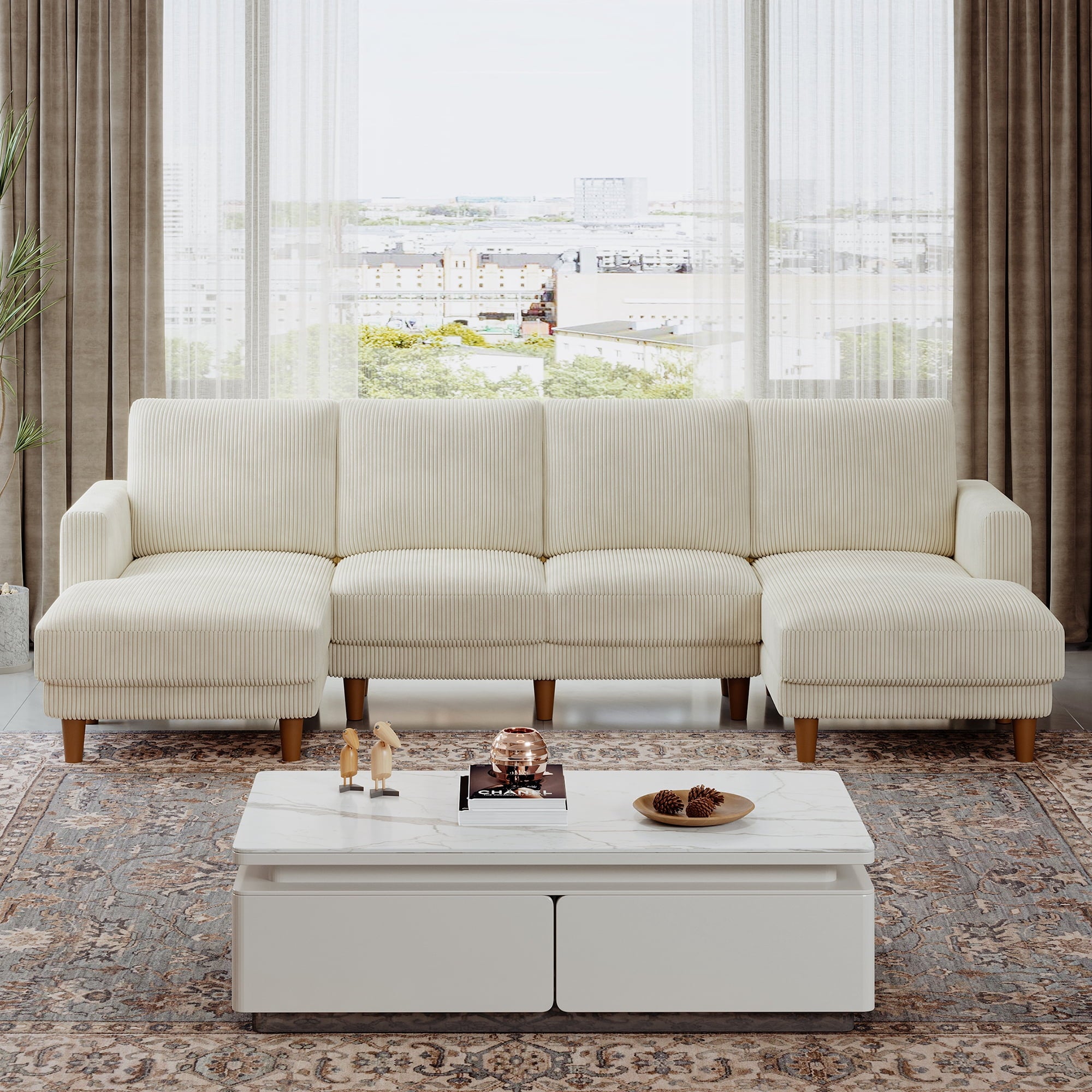 87 Corduroy Sofa,3 Seater Sofa with Extra Deep Seats,Neche Comfy Upholstered Couch for Living Room,2 Pillows,Green