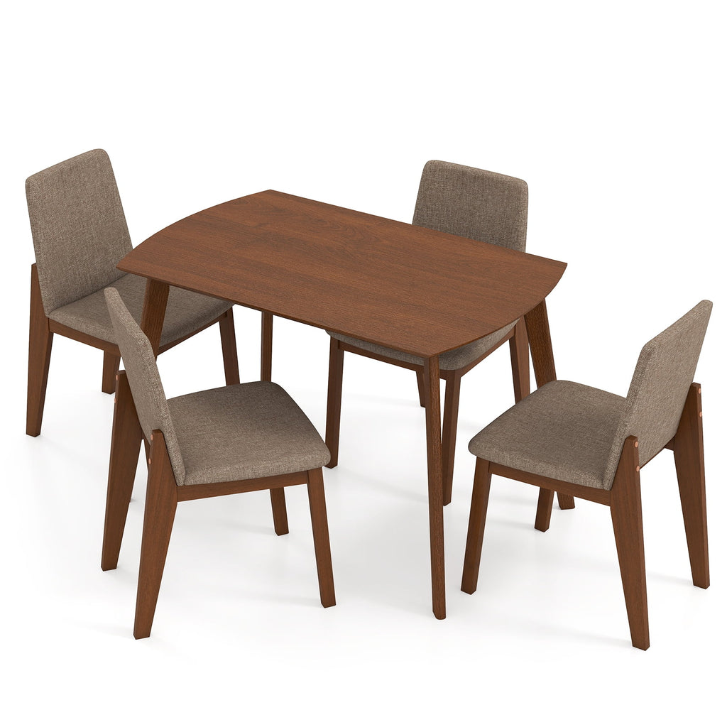Costway 5-Piece Dining Table Set for 4,Rectangular Kitchen Table withLinen Fabric Chairs