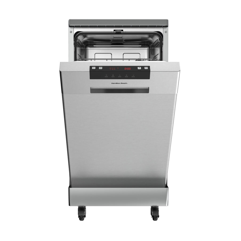 Hamilton Beach 18-Inch Portable Dishwasher with 8 Place Settings and 6 Wash Cycles, Stainless Steel Interior