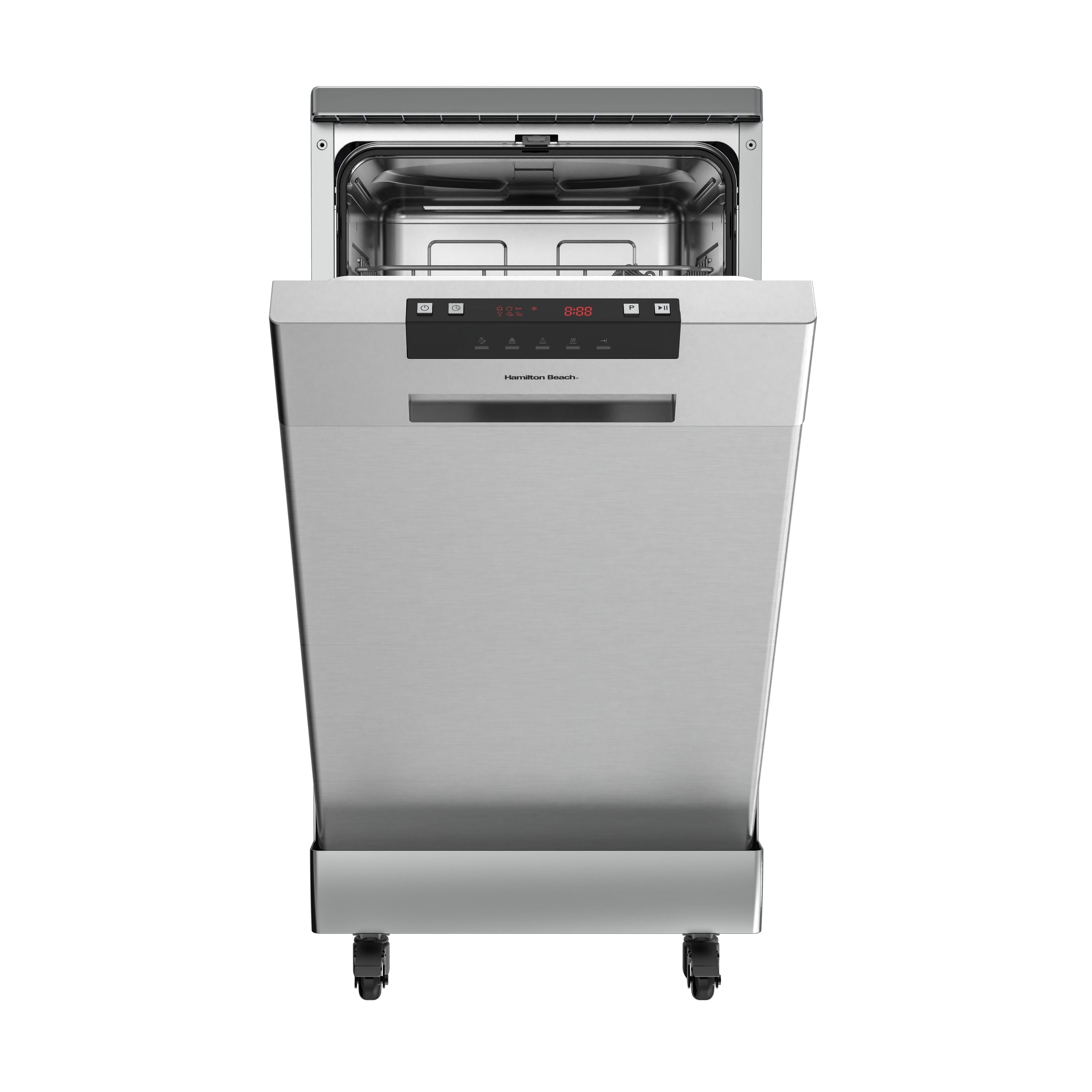 Hamilton Beach 18-Inch Portable Dishwasher with 8 Place Settings and 6 Wash Cycles, Stainless Steel Interior