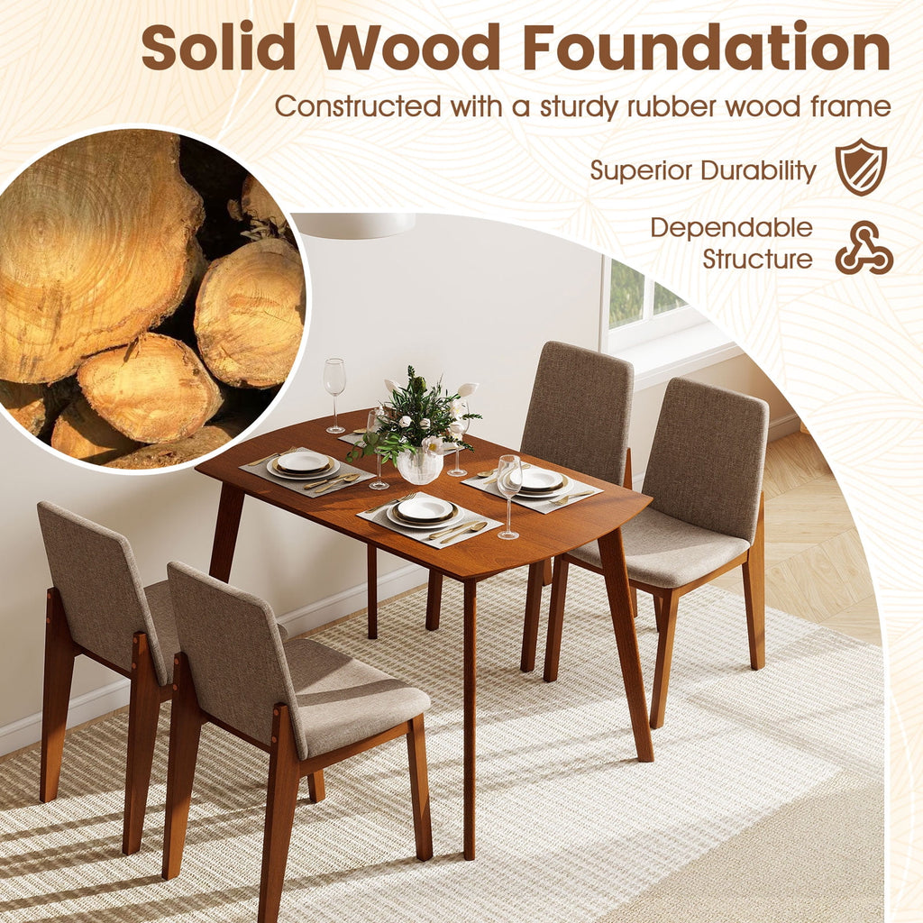 Costway 5-Piece Dining Table Set for 4,Rectangular Kitchen Table withLinen Fabric Chairs