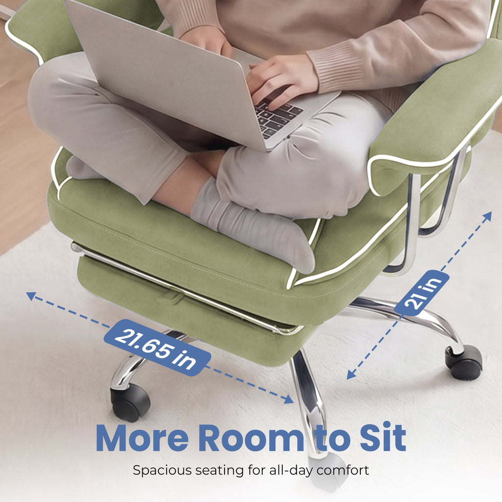 CELTOSS Executive Office Chair 400LBS, High Back Computer Chair with Arms and Footrest, Ergonomic Desk Chair with Lumbar Support, 90–135° Reclining Office Chairs for Home Work, Fabric Blue