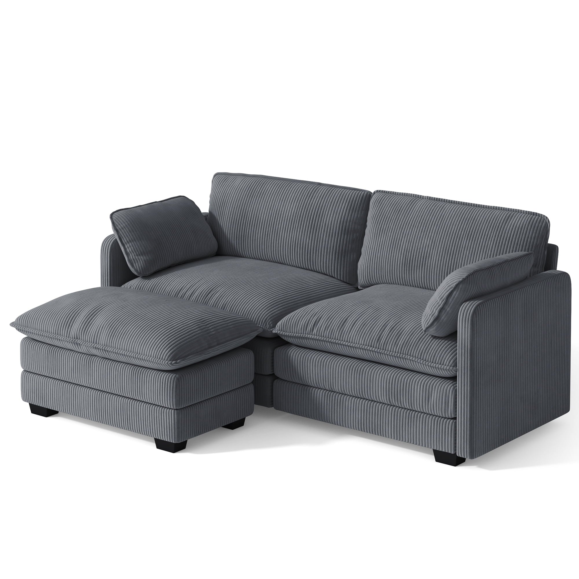75’’ Cloud Couches for Living Room, Noelse L Shaped Modular Sofa with Deep Seats, 2 Seater Love Seat Couch with Removable Washable Corduroy Fabric for Living Room Bedroom and Apartment, Gray