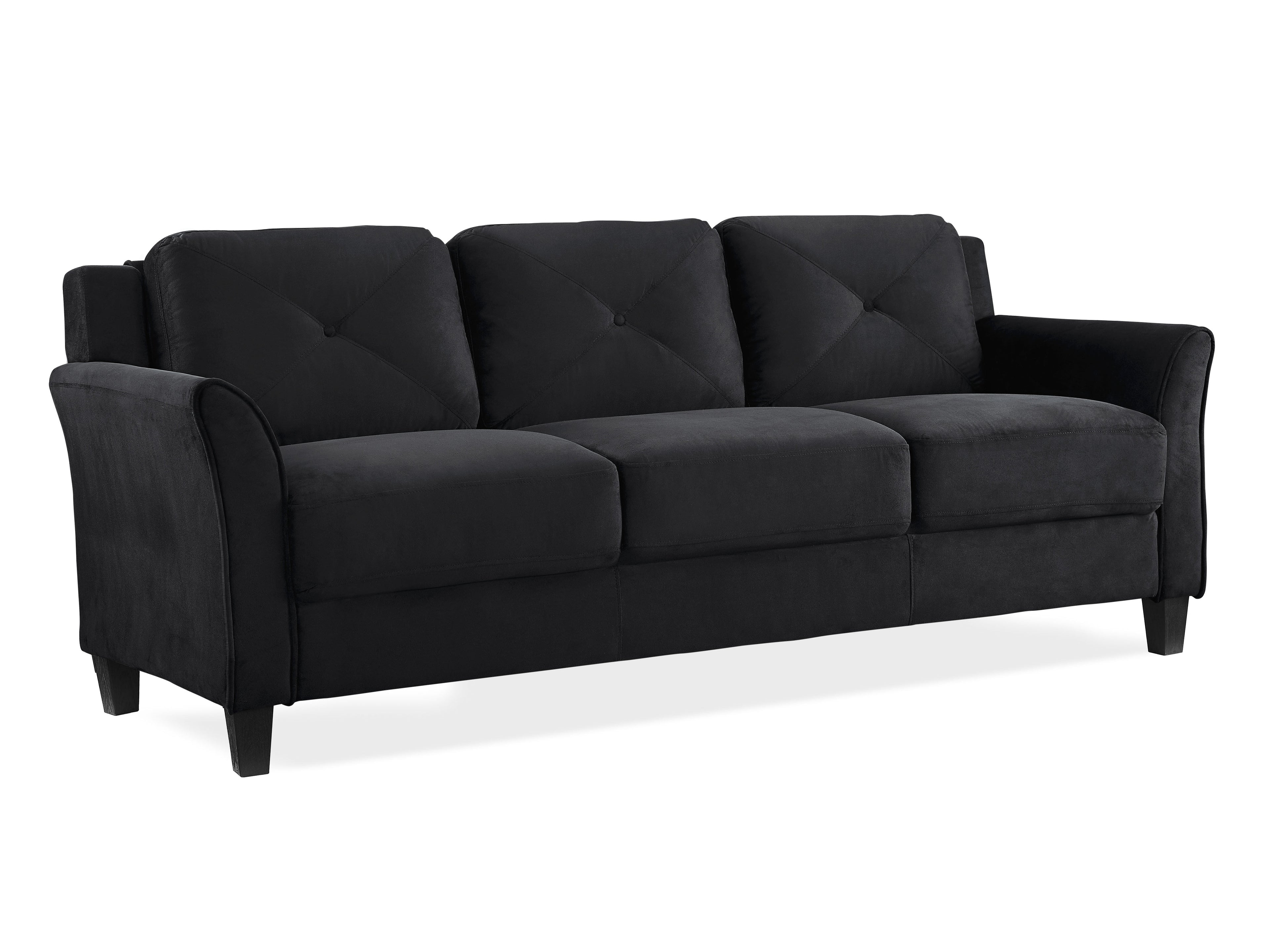 Lifestyle Solutions Taryn Curved Arms Sofa, Black Fabric