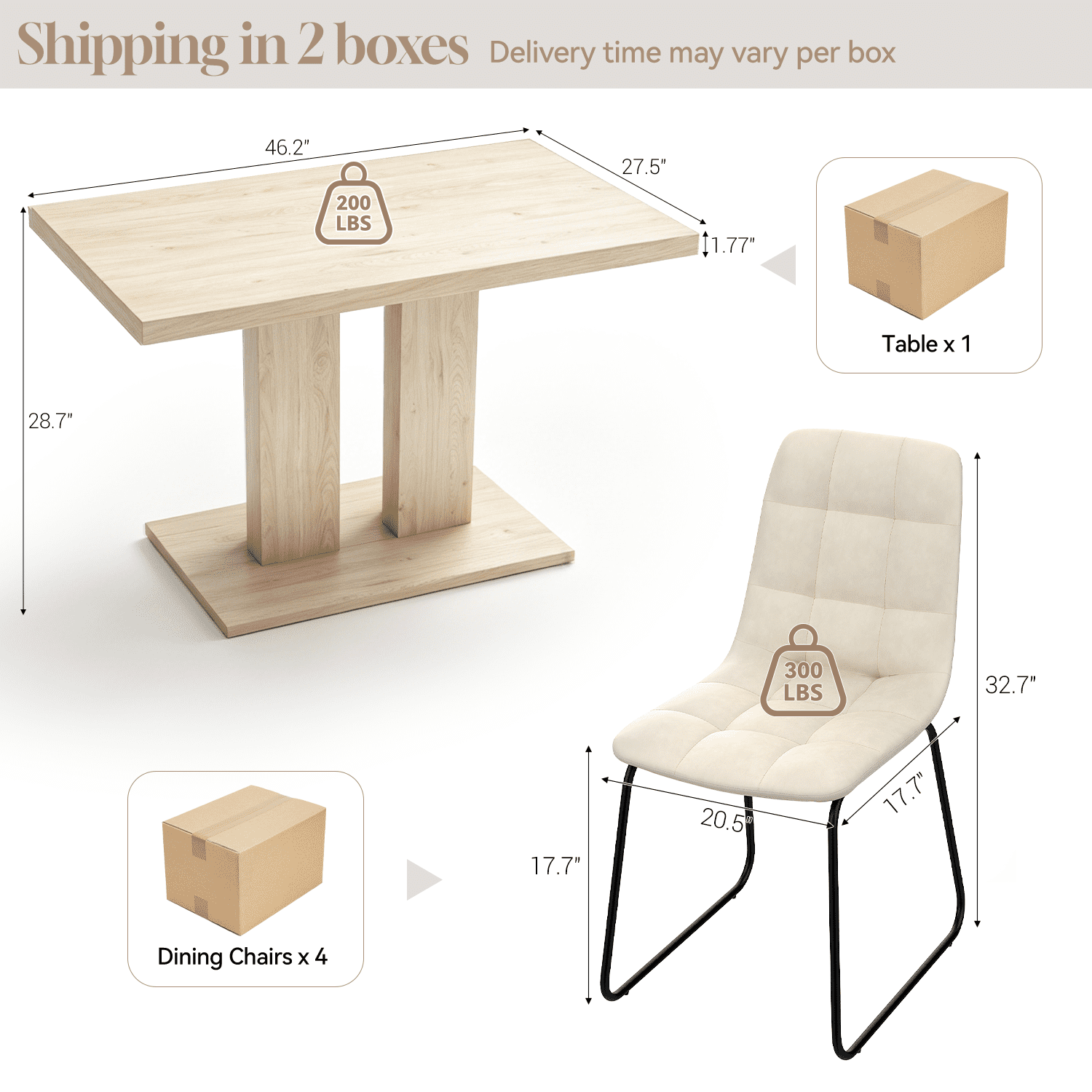 46.2 Dining Table,Modern Square Dining Table for 4-6 People,Rectangular Dining Room Table with Sturdy Pedestal Base，Rectangle kitchen Table for Living Room, Apartment