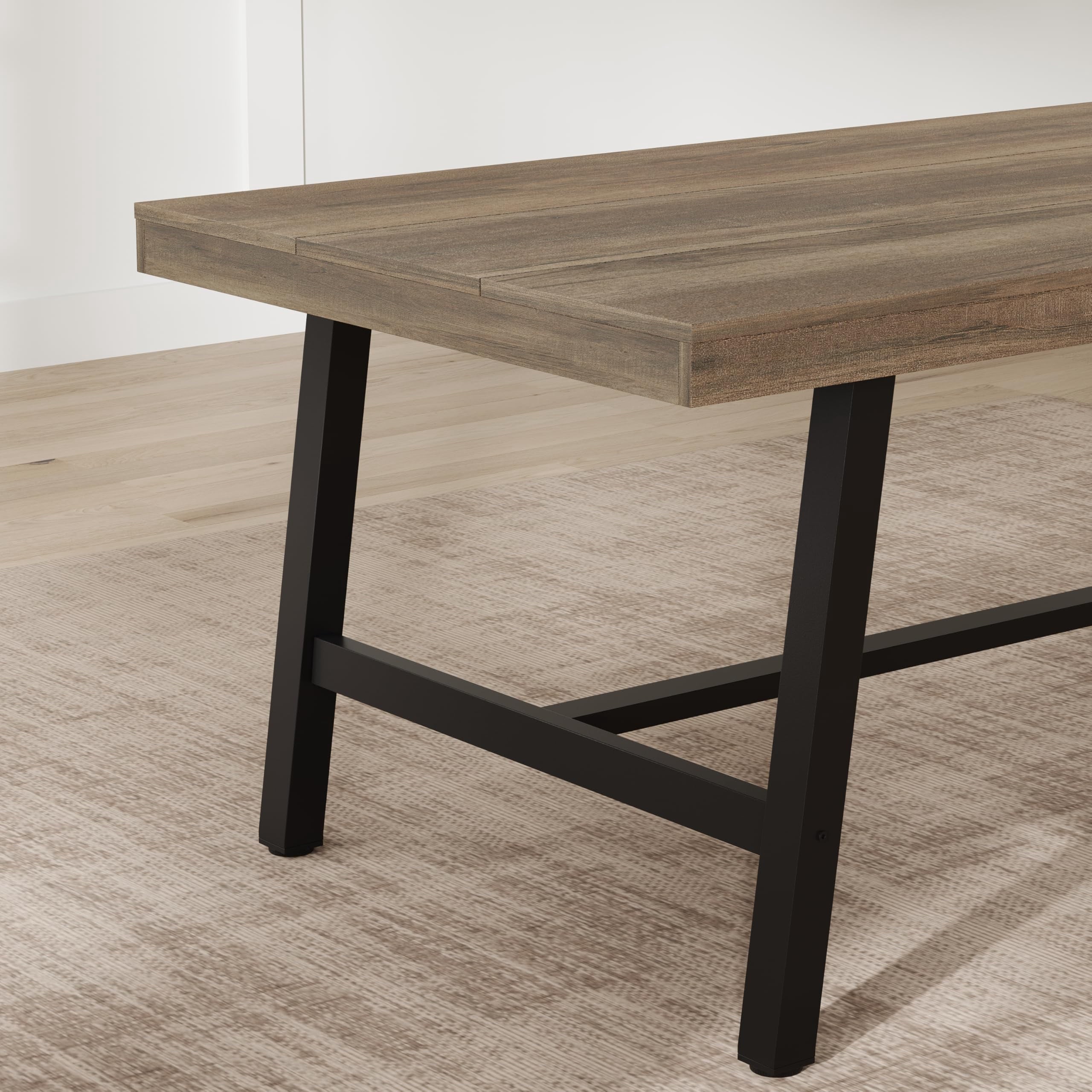 70.87 Inch Long Large Rectangle Dining Table for 6-8 People, Modern Kitchen Dining Room Table with Rustic Wooden Tabletop & Strong Metal frame(Only Gray Walnut Table)