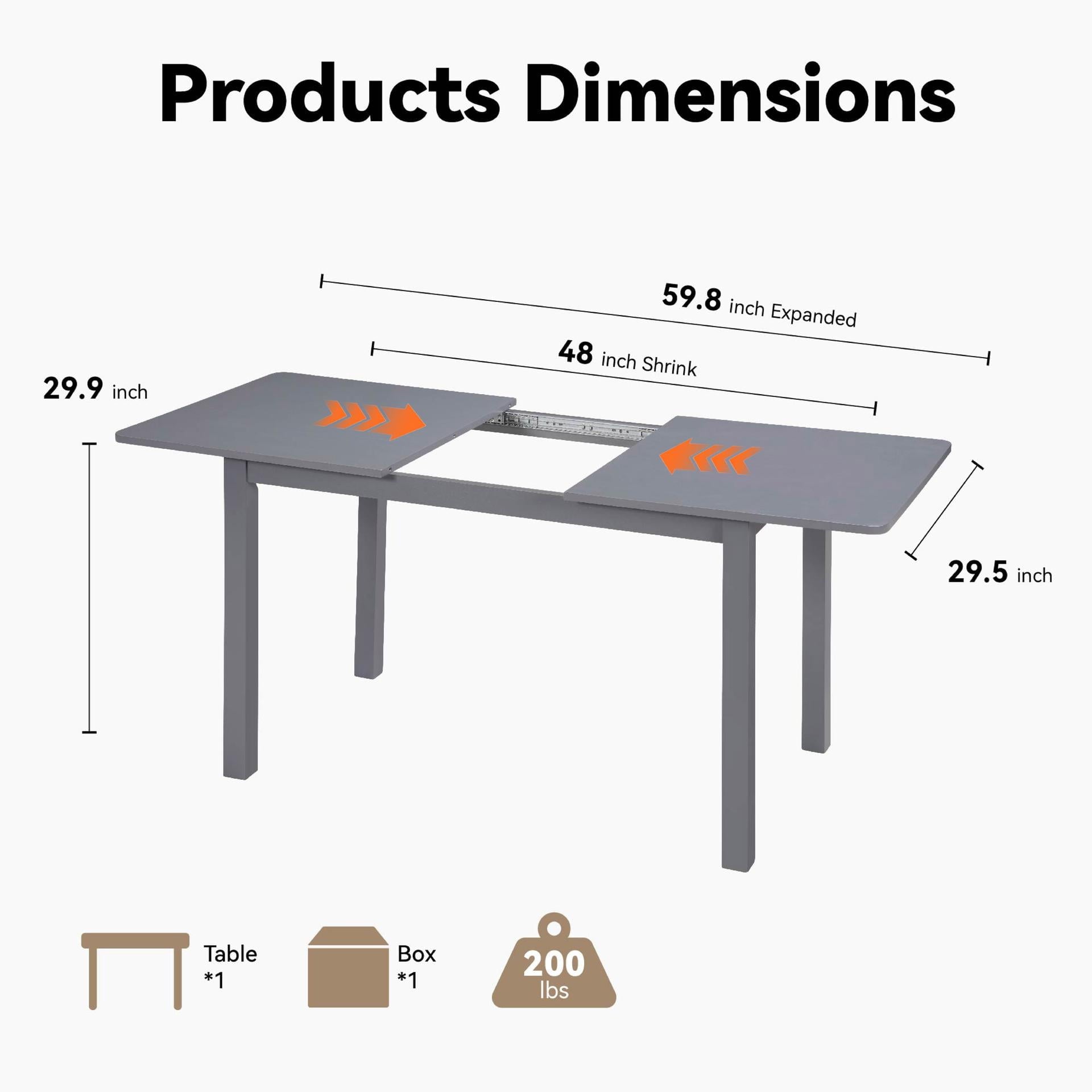 Lisonu 59 Extendable Dining Table, Modern Black Wooden Kitchen Table for 4-8 People, Space-Saving Expandable Table for Dining Room, Home Office & Small Living Spaces