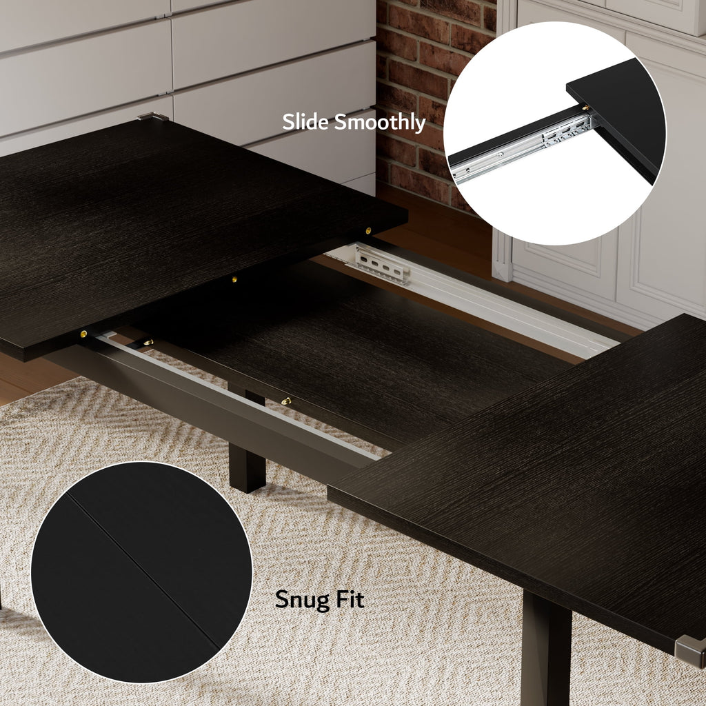 Virans 7-Piece Dining Table & Chairs Set for 4-6, 63 Extendable Kitchen Table with 6 Chairs, Dining Room Table with Metal Frame & MDF Board, Perfect for Small Space, Easy Assembly,Espresso