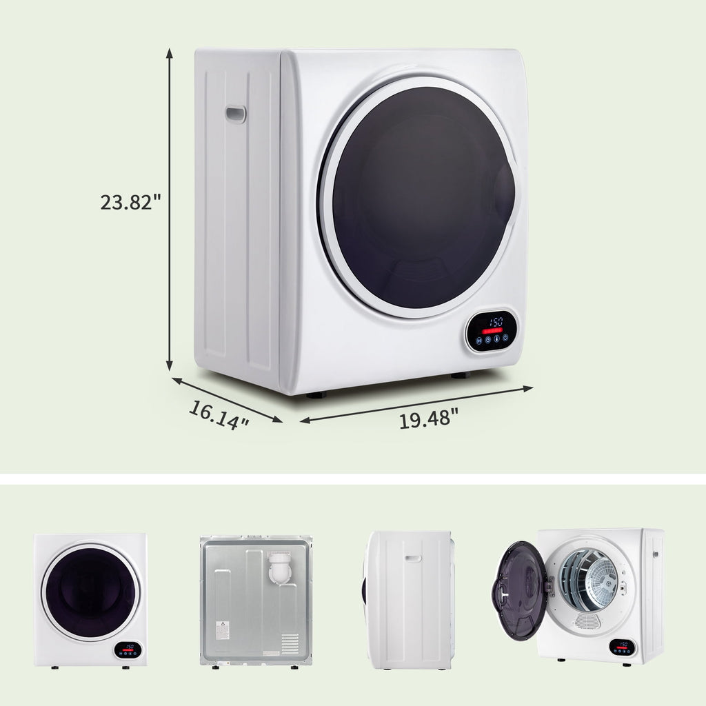 Ktaxon 1.6 cu. ft. Compact Electric Dryer With LCD Touch Panel & Stainless Steel Tub for Home, Apartment, Dorm,White