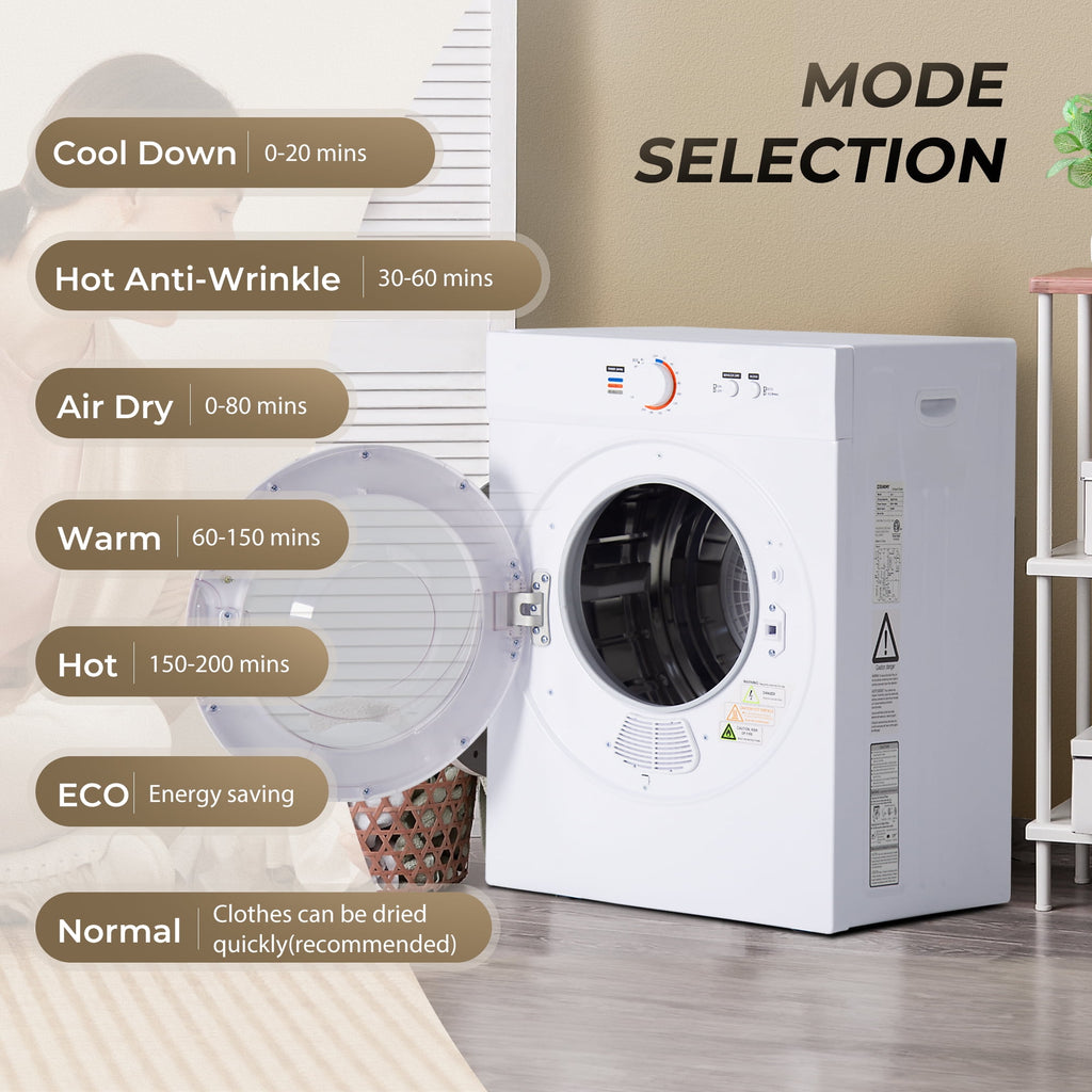 EUHOMY Portable Clothes Dryer, 2.6 Cu.ft Capacity, 1400W Quiet & Energy-Efficient Dryer for Apartments, Dorms, RVs and Small Spaces
