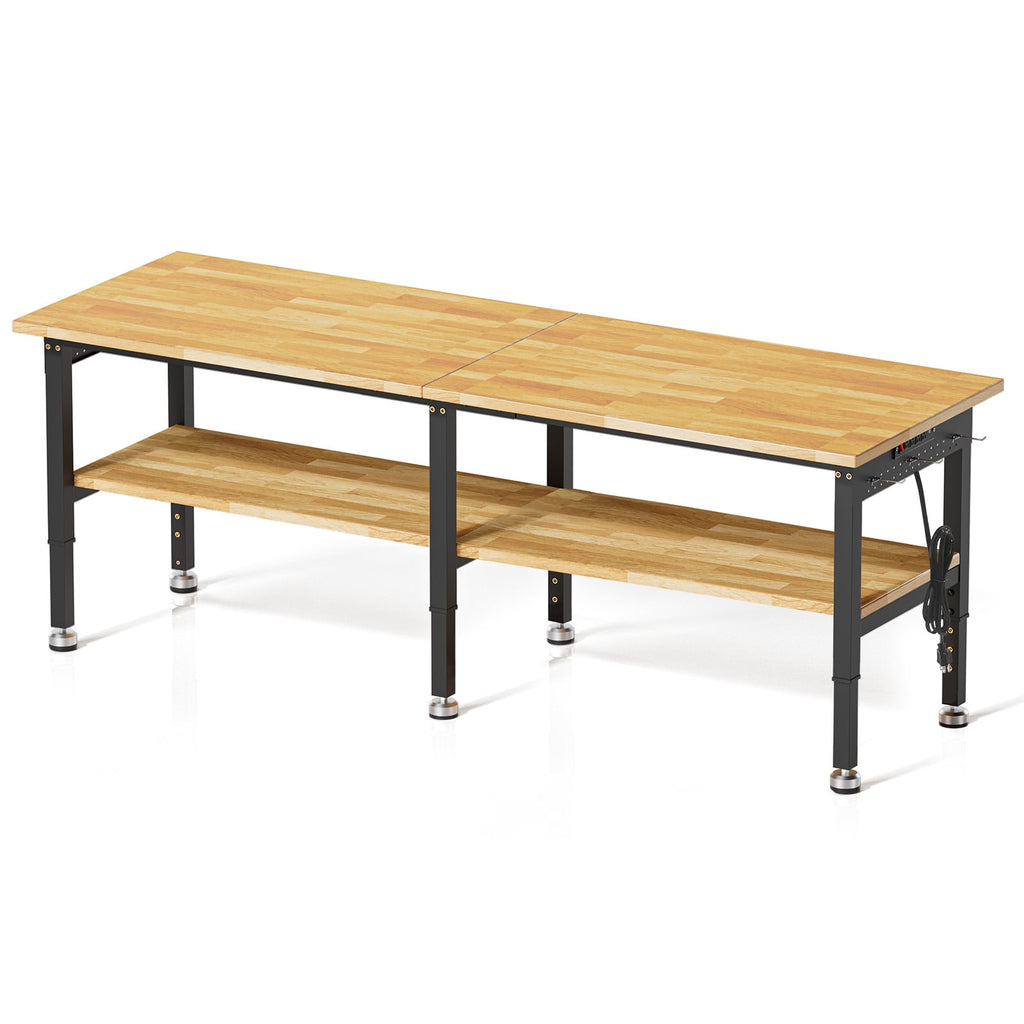 MUWOOD 96-inch Adjustable Height Workbench with Adjustable Height, Wood Worktop, 5000 LBS Load Capacity for Garage, Workshop
