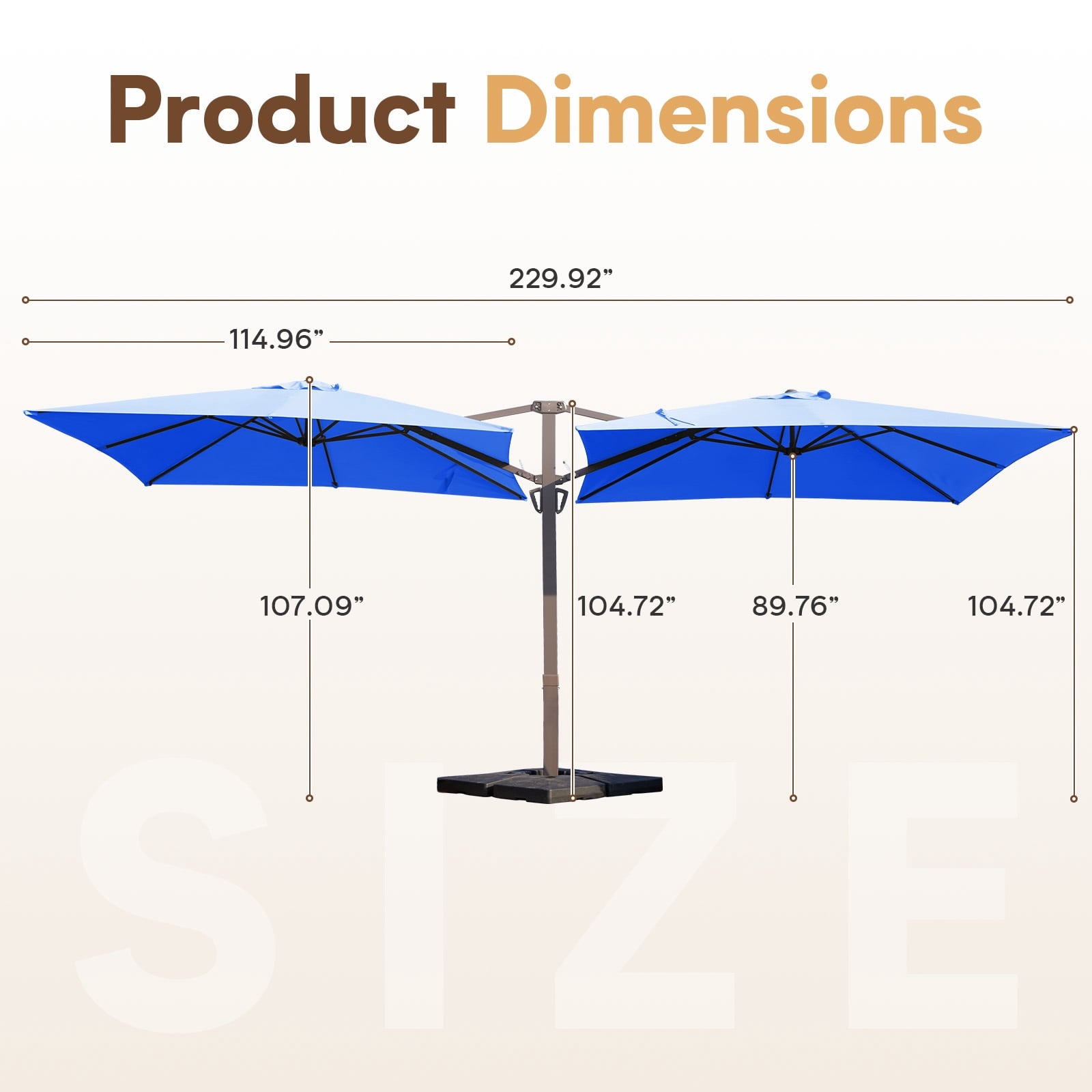 FUNDAZE 10x10ft Double Canopy Cantilever Umbrella, Patio Outdoor with Base & Cover, Waterproof UV Resistant for Garden Poolside Shade, Beige