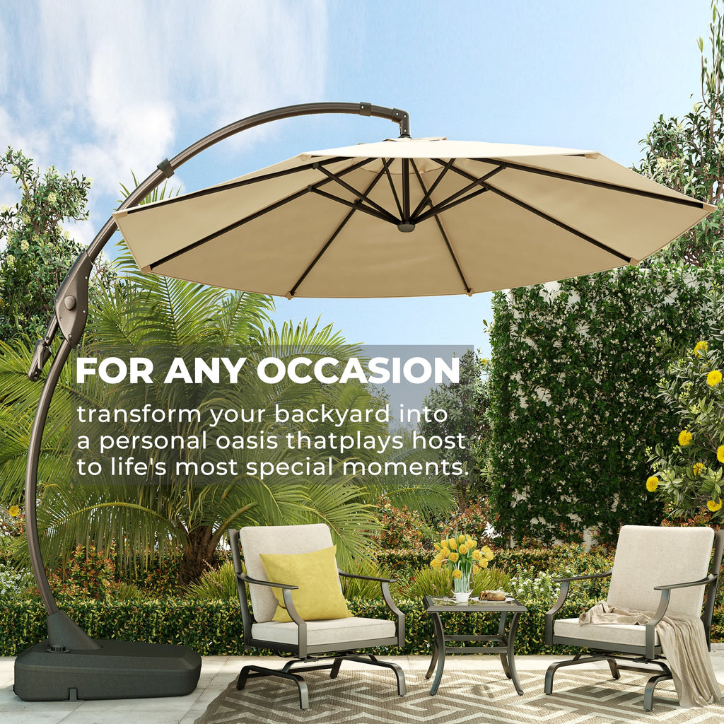 GRANDPATIO 12 ft Deluxe Aluminium Patio Umbrella with Base, Large Offset Outdoor Umbrella, Navy Blue