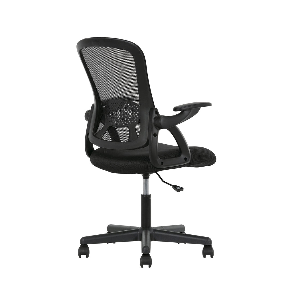 (3 pack) Mainstays Ergonomic Mesh Back Office Chair with Flip Up Arms for Adults, Black Fabric, 275lb