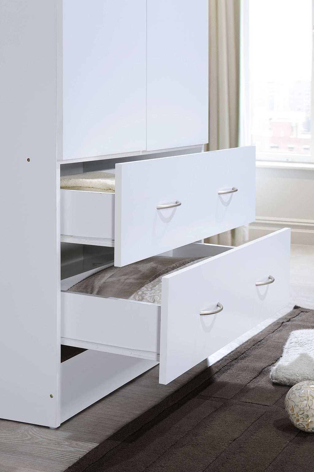 Hodedah 2-Door Armoire with 2-Drawers and Clothing Rod in Black