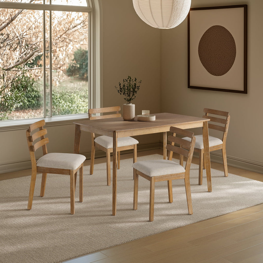 KithKasa Rectangular Dining Table Set for 4 , Kitchen Table and Chairs for 4, 5 Piece Space Saving Wood Kitchen & Dining Room Tables Set Furniture