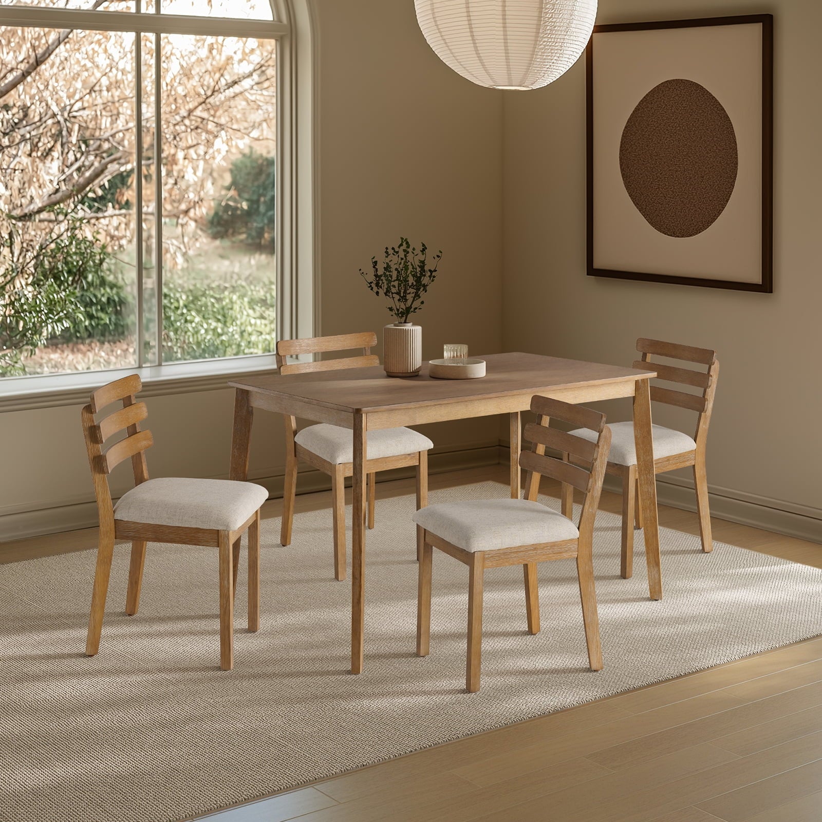 KithKasa Rectangular Dining Table Set for 4 , Kitchen Table and Chairs for 4, 5 Piece Space Saving Wood Kitchen & Dining Room Tables Set Furniture