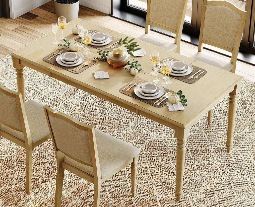 Dining Table for 6–8, Rectangular Table with Solid Wood Legs for Kitchen & Dining Room, 70 Inch, Oak