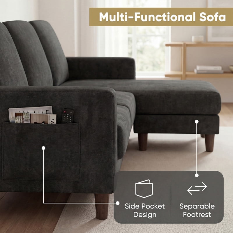 Homall Cloud Modular Sectional Sofa 3 Seat L-Shaped Cloud Oversized Sofa Couch for Living Room, Apartment and Small Space,Dark Gray