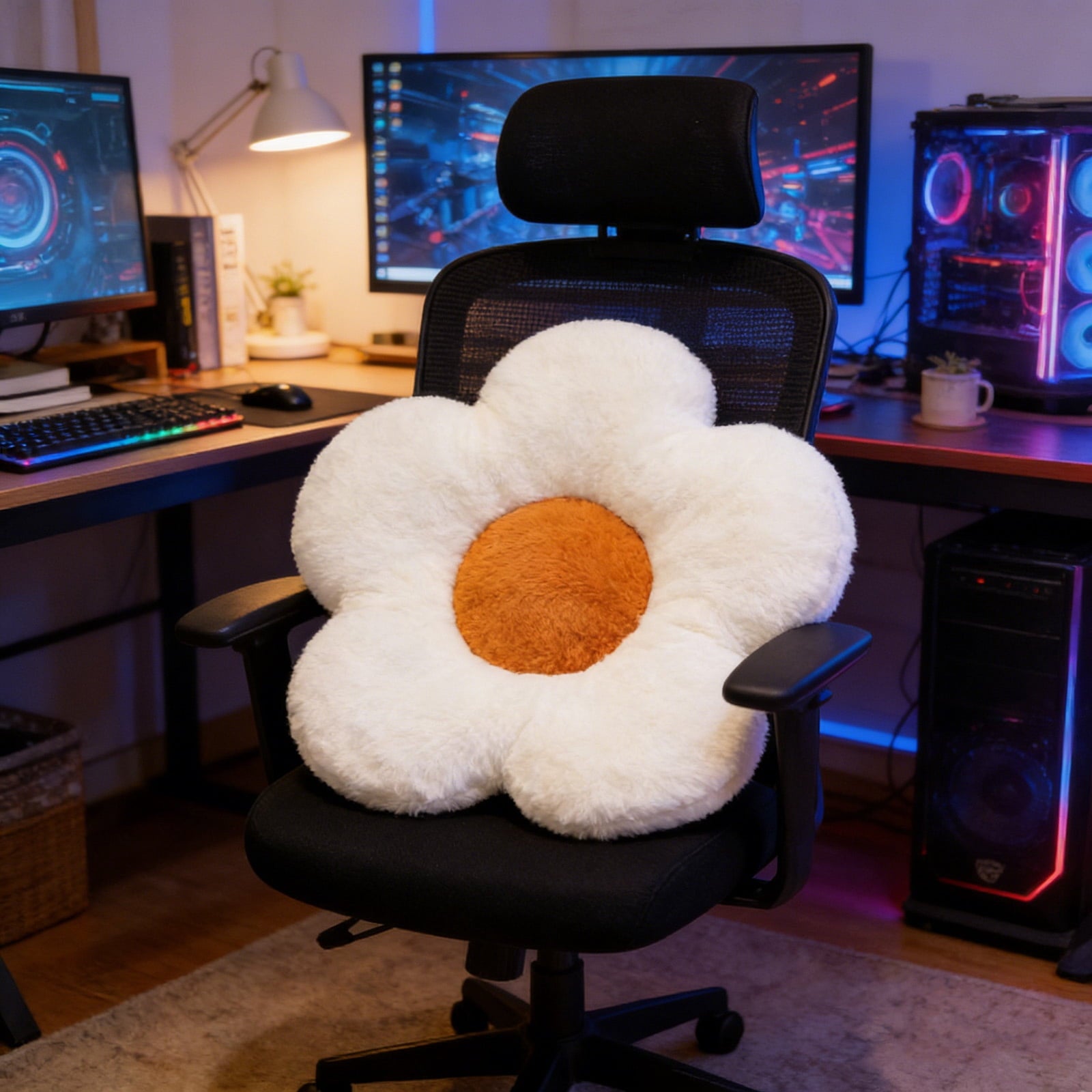 Patbrela Big and Tall Office Chair, Cloud Plush Swivel Desk Chair with 6-Level Adjustable Armrests, Home Ergonomic Executive Office Chair for Work, Gaming, Beige
