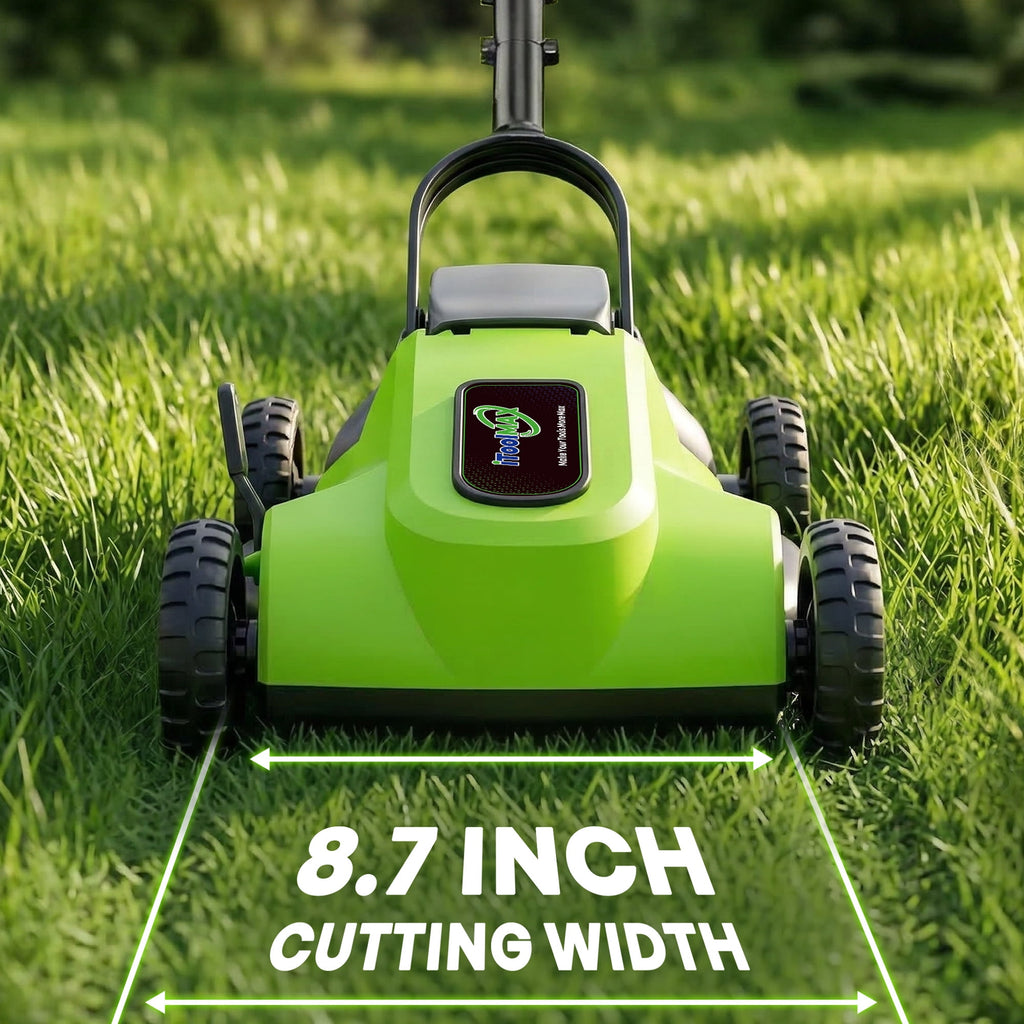 Electric Small Lawn Mower with Auto Shut-Off Sensor, 3 Position Cutting Height, 9.9Lbs Lightweight Cordless Push Mower Battery Powered for Garden/Yard/Farm, Gardening Gifts for Parents, Seniors