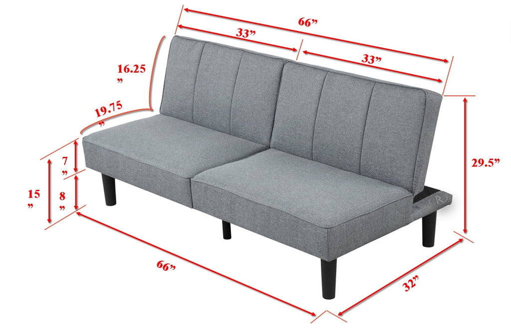 Mainstays 66 Studio Futon, Gray Linen Upholstery