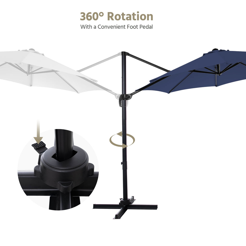 LAUSAINT HOME 10 Feet Patio Umbrella Outdoor Cantilever Round with 360-degree Rotation for UV Resistant, Wind Resistant, Patio, Outdoor, Deck, Garden, Backyard, Pool, Navy Blue