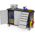 55 W Rolling Workbench with 6 Drawers and Storage Cabinet,1000 LB Capacity Heavy Duty Work Bench with Pegboard and Adjustable Shelf,Garage Workbench with Wheels for Repair Shop/Workshop