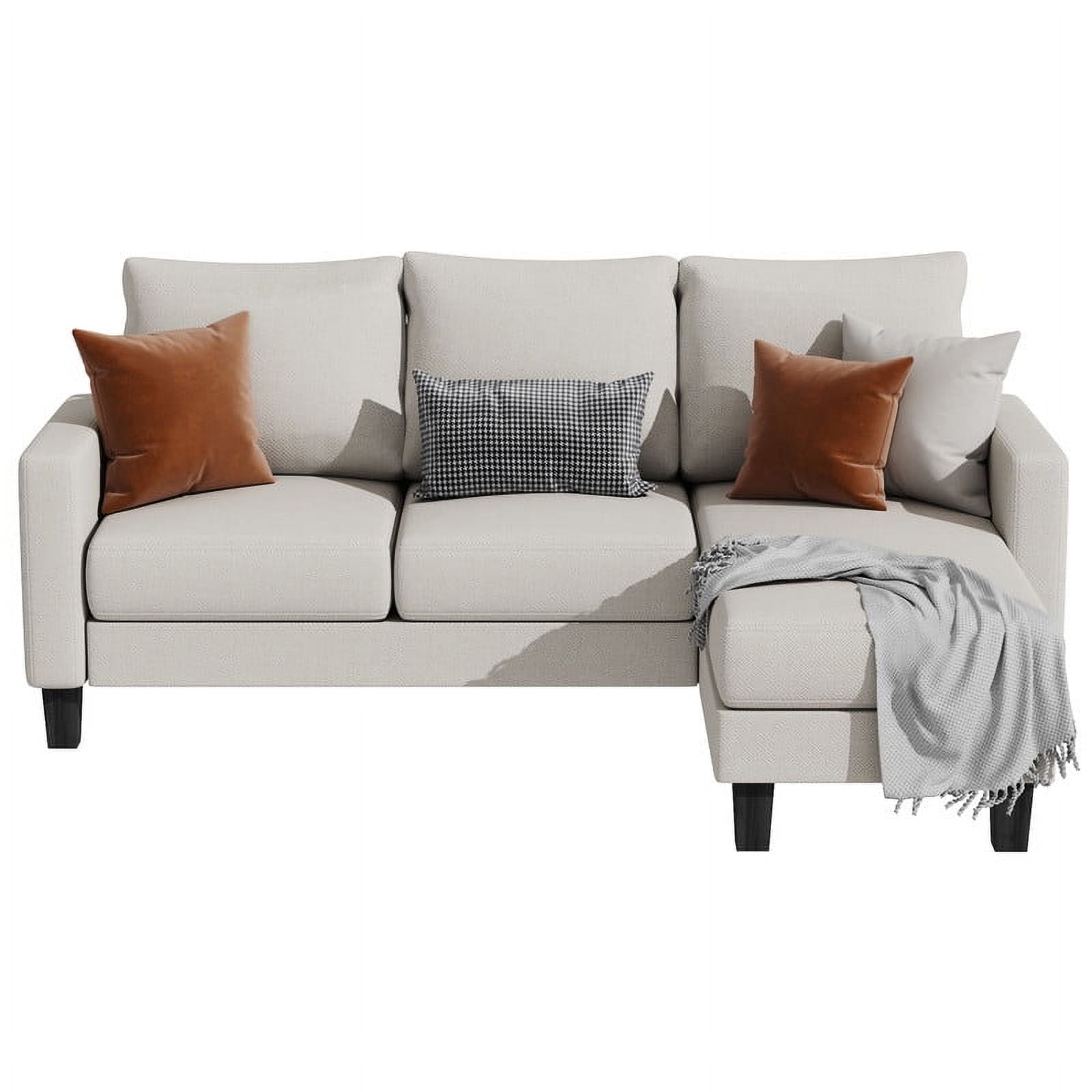 Homall Convertible Sectional Sofa Couch, Modern Linen Fabric L-Shaped Couch 3-Seat Sofa Sectional with Reversible Chaise for Small Living Room, Apartment and Small Space, Light Gray