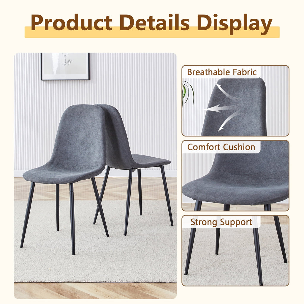 JUFU 55 Dining Table Set for 4, Modern Table and Chairs Set of 4, 5 Piece Dining Table Set Include Wooden Kitchen Table and 4 Faux Leather Chairs Ideal for Kitchen Dining Room Easy to Assemble
