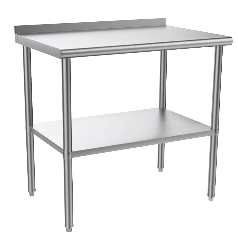 Ktaxon 72 x 24'' Stainless Steel Worktables Workbenches, Commercial Work Table for Prep, with Backsplash, for Kitchen, Restaurant, Home, Hotel