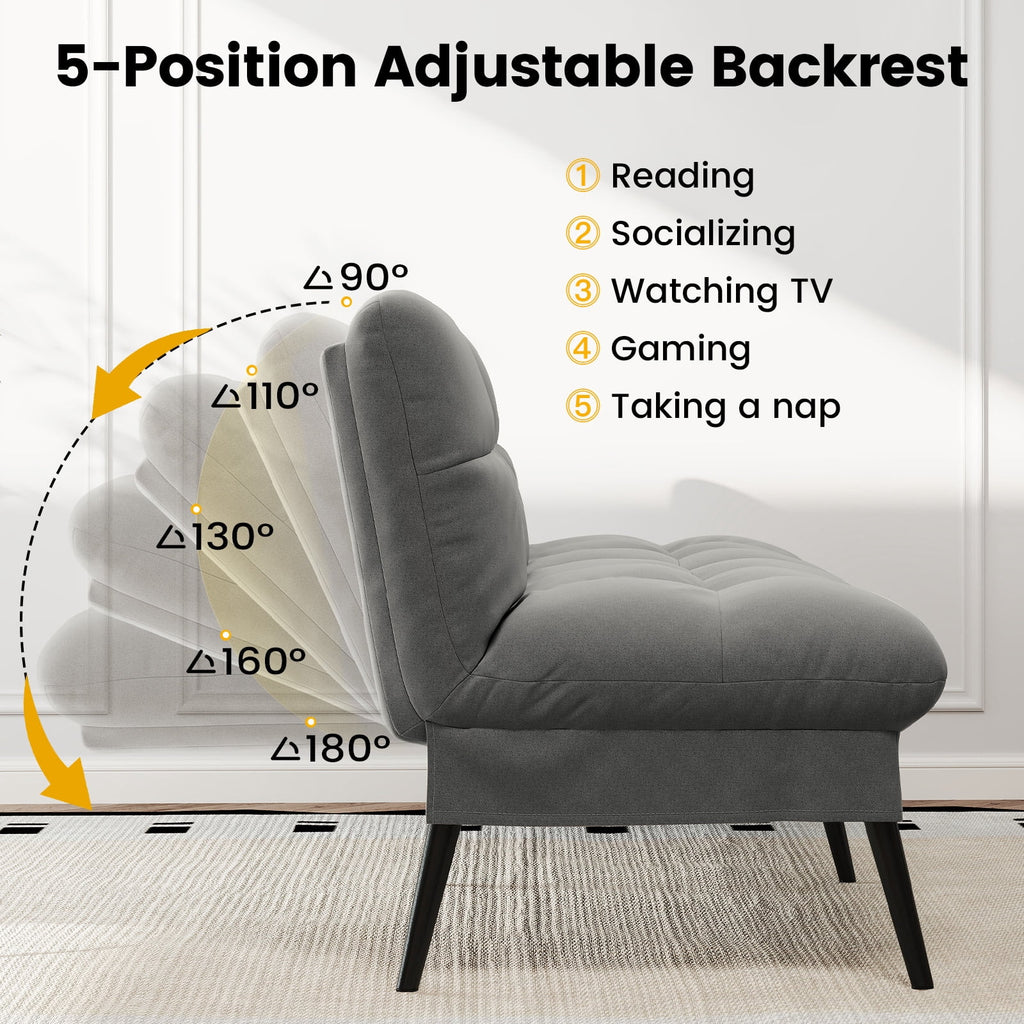 CloudRest Pro 72 Modern Convertible Futon Sofa Bed, Upholstered Futon Couch with 5 Adjustable Backrest Angles,Suitable for Apartment,Living Room,Black