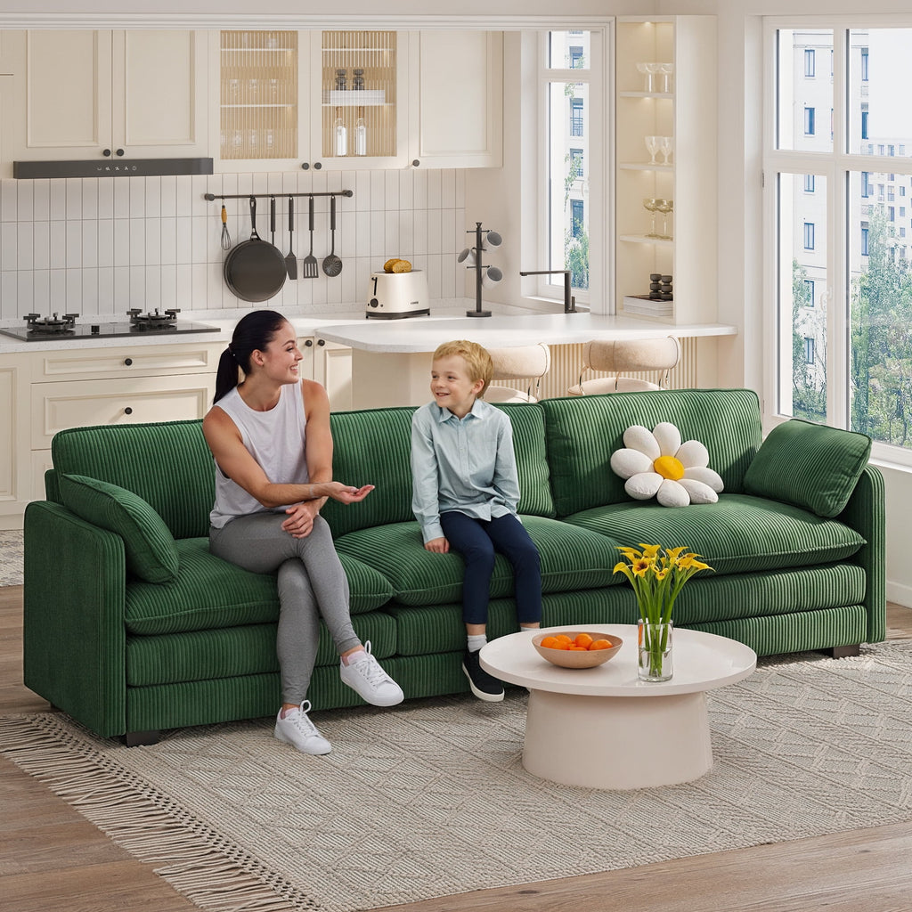 75’’ Cloud Couches for Living Room, Noelse L Shaped Modular Sofa with Deep Seats, 2 Seater Love Seat Couch with Removable Washable Corduroy Fabric for Living Room Bedroom and Apartment, Gray