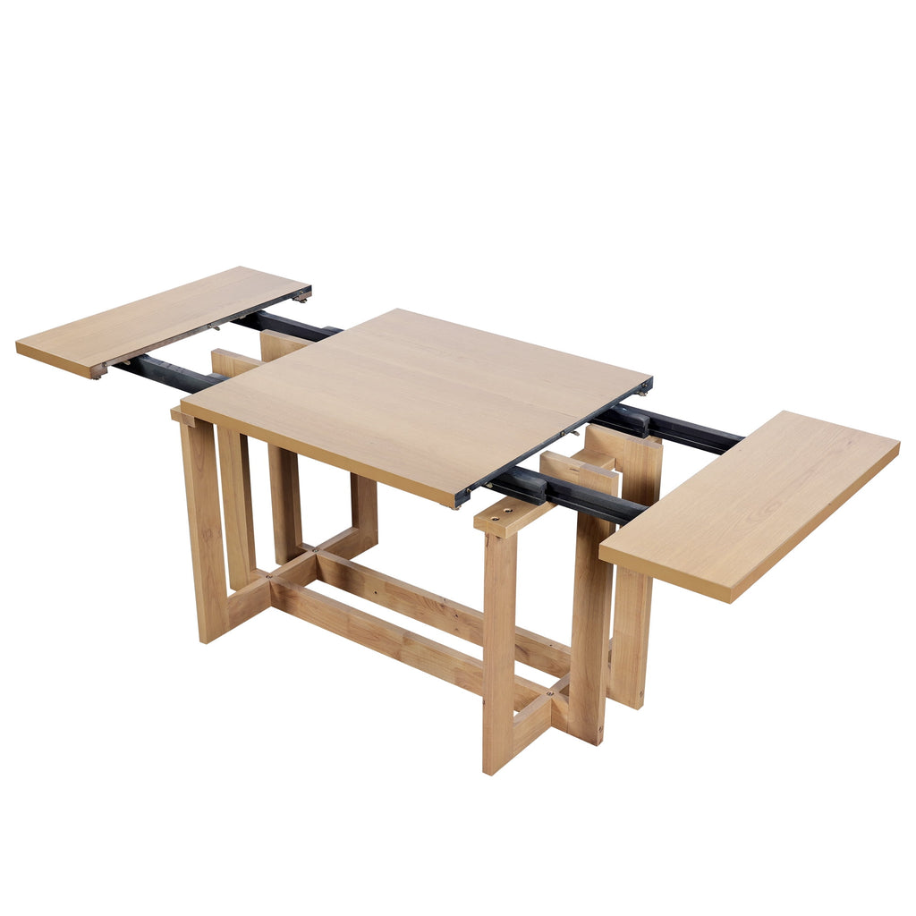 Harper & Bright Designs 7 Pieces Retro Dining Set for 6, Wood Rectangular Table with Designed Trestle Base and 6 Upholstered Chairs for Dining Room and Kitchen, Grey