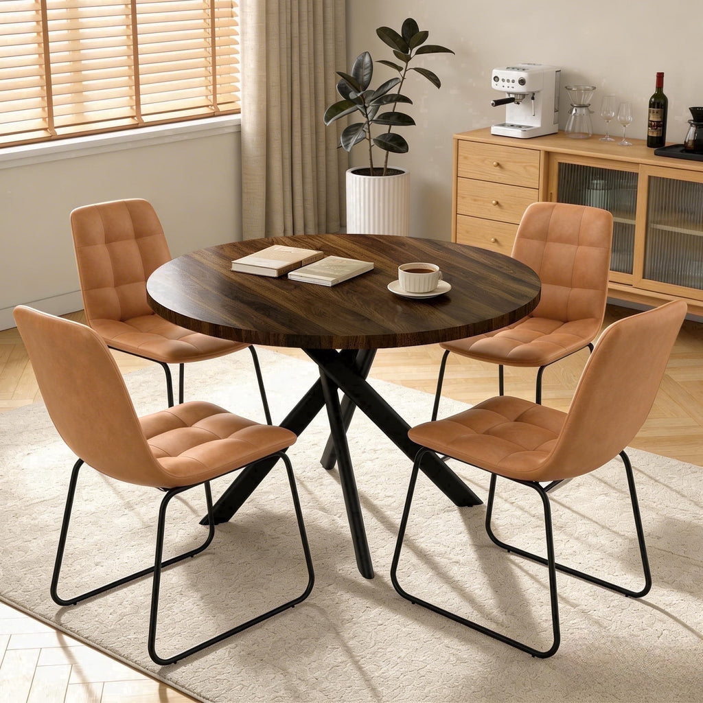 43.5 Round Dining Table for 4, Space Saving Kitchen Table with Metal Legs, Mid Century Modern Dining Table for Dining Living Room Apartment Small Space